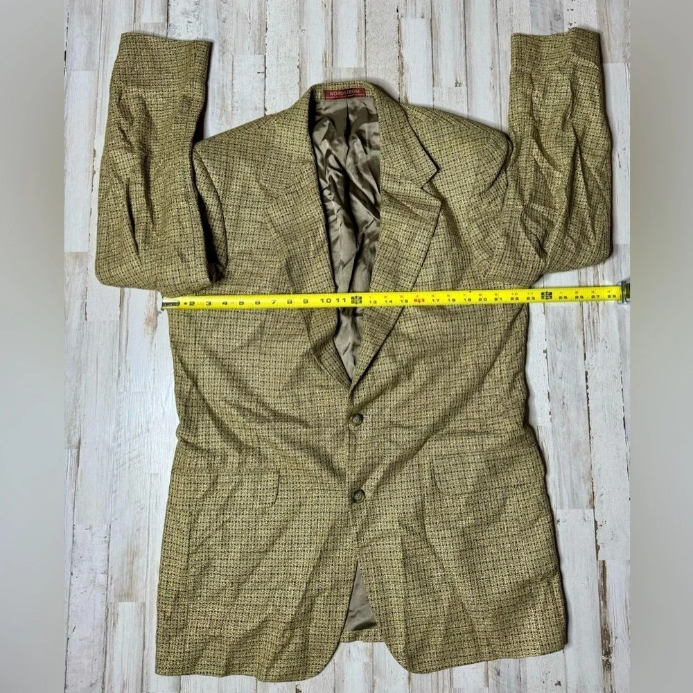 Vintage Nordstrom Men's Silk Wool Light Brown Tweed Blazer 43L